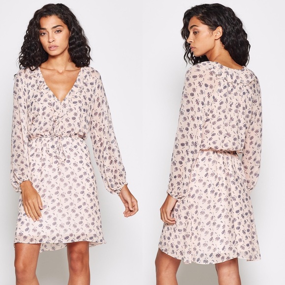 JOIE Marelle Ruffle Neck Long Sleeve Silk Dress